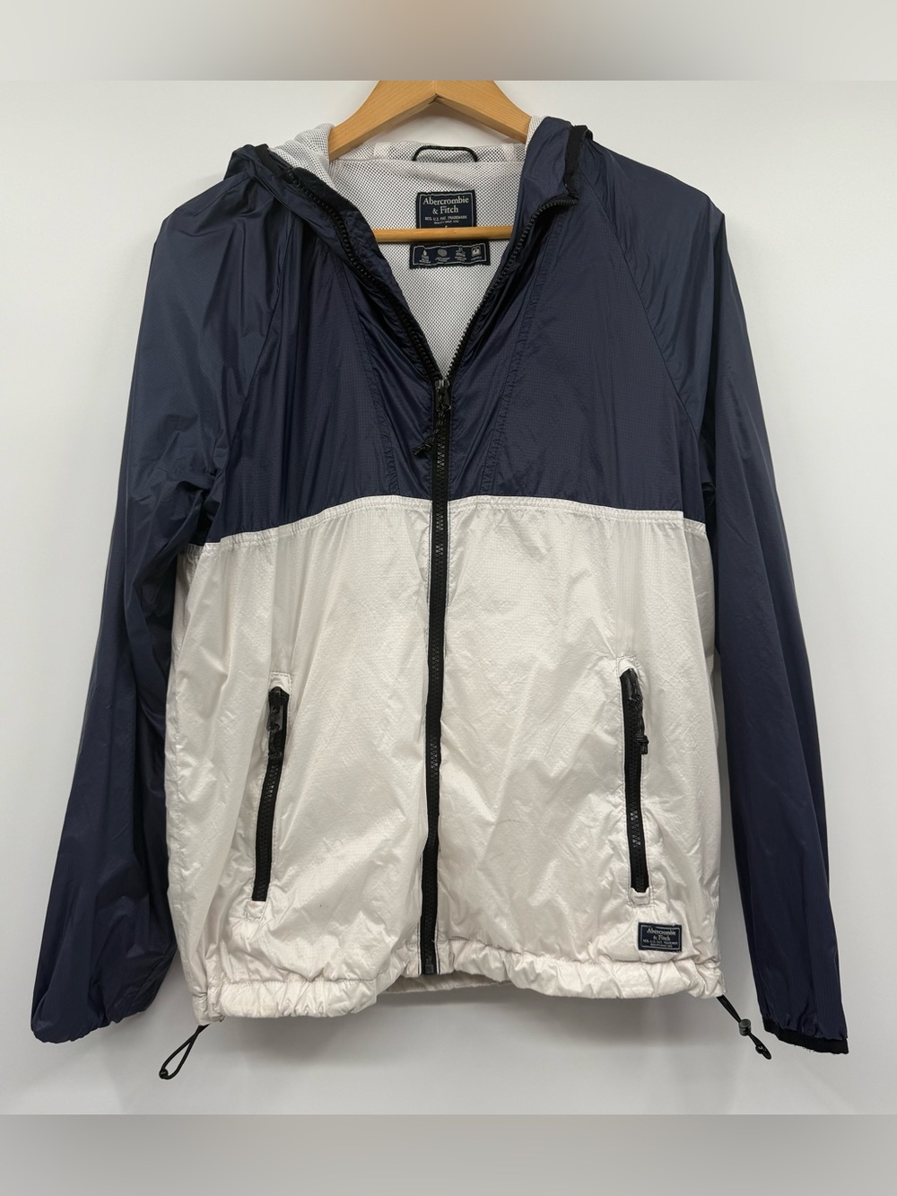 Abercrombie & Fitch Hooded Windbreaker Jacket Full Zip Coastal Nautical Preppy S